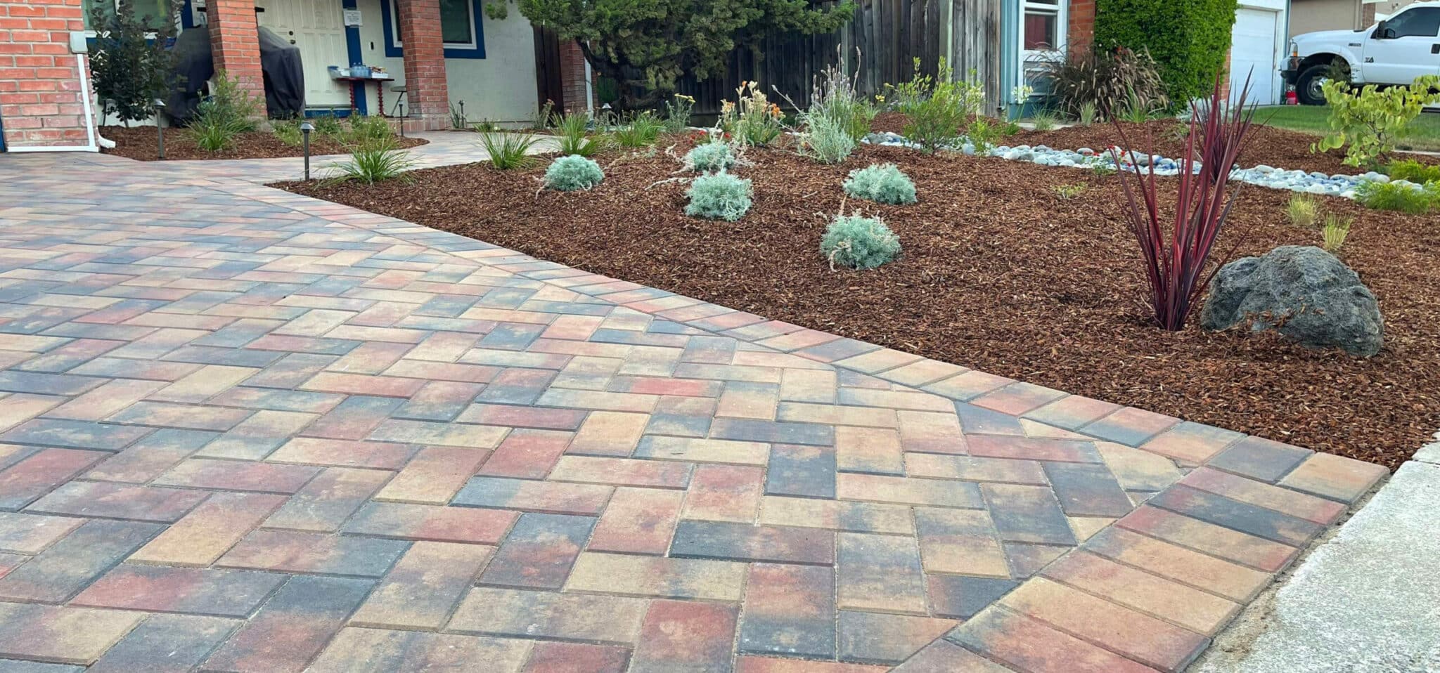 closeup driveway pavers