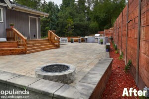 Los Gatos backyard remodel with paver patio and fire pit