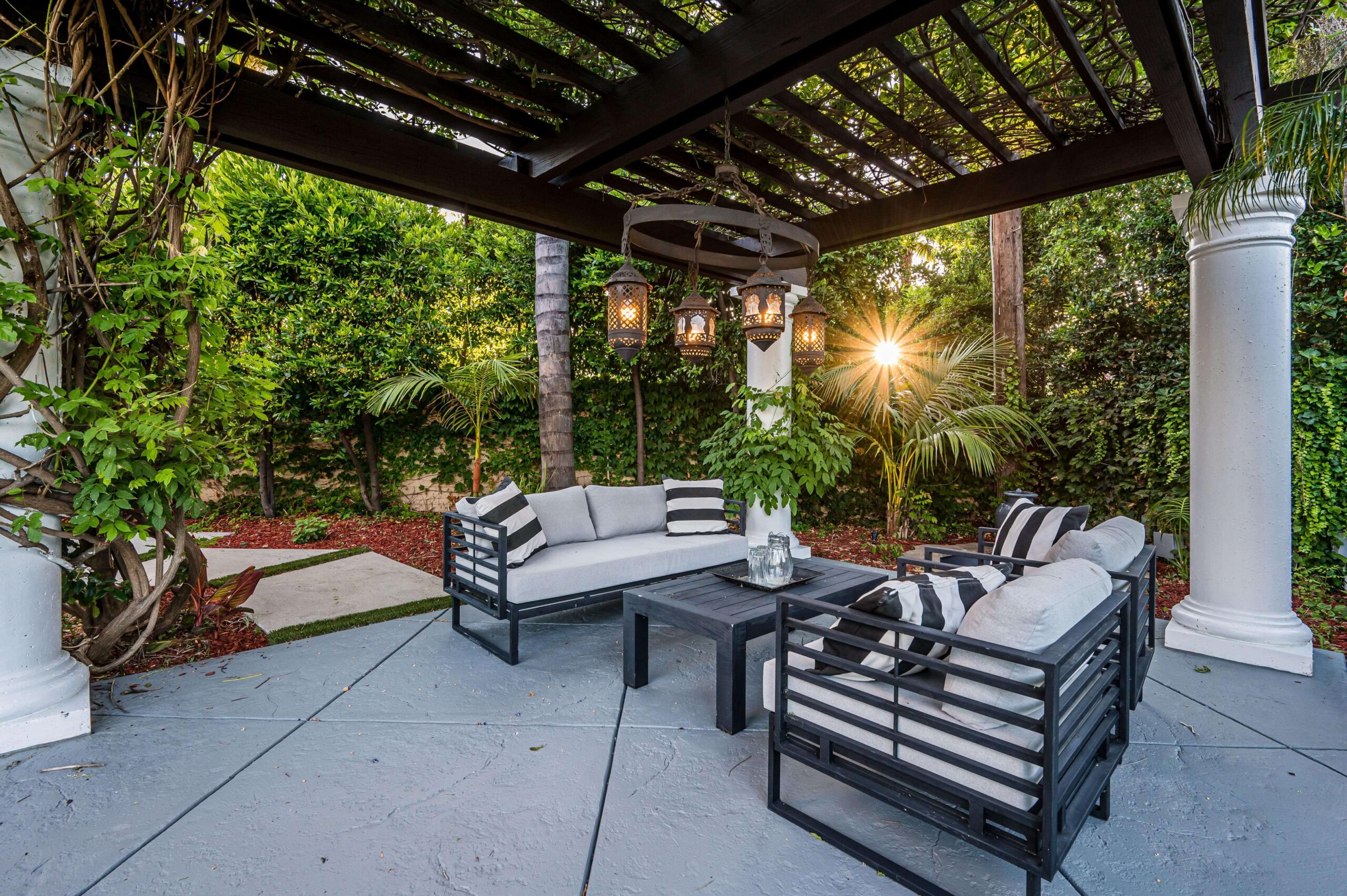 Patio cover providing shade for an Orange County backyard